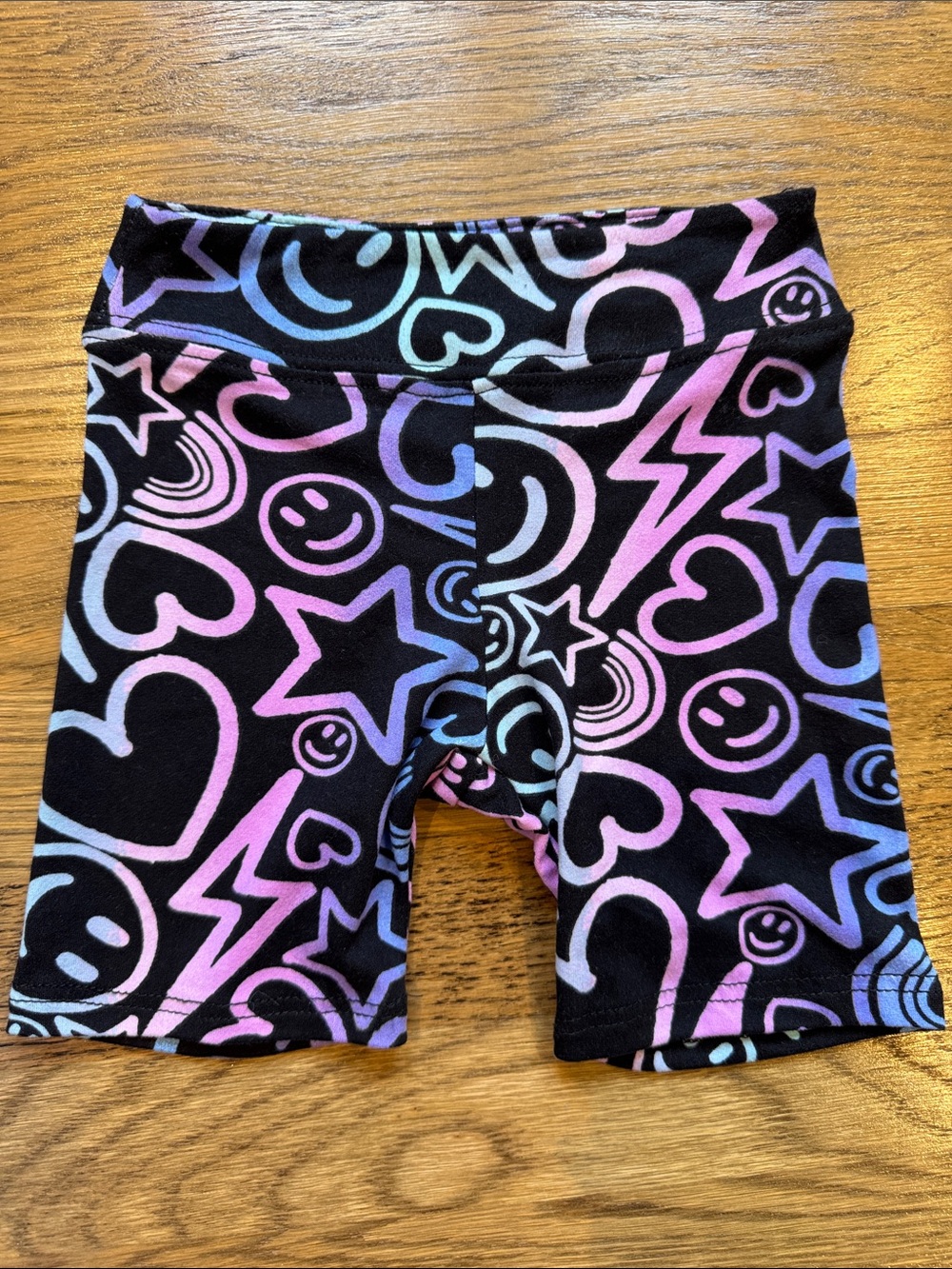Pixielane Kids Black Shorts with Rainbow Hearts & Stars 3T